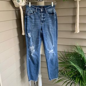 Judy Blue relaxed distressed jeans.